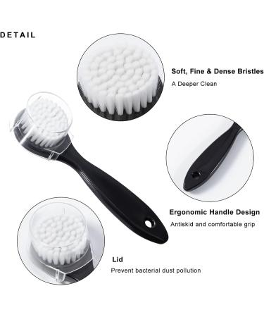 4 Pack Soft Bristle Facial Cleansing Brush with Lid - Gentle Exfoliating and Massage - Black - Buy Online on GoSupps.com