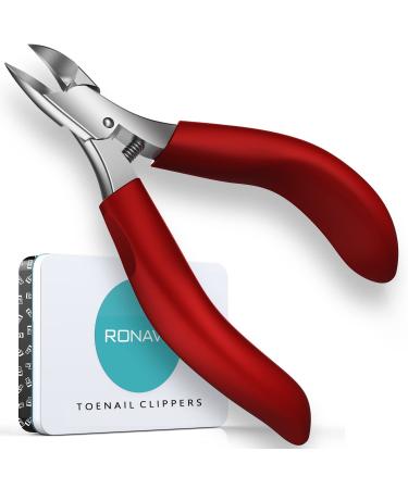 Podiatrist Toenail Clippers Professional Thick & Ingrown Toe Nail Clippers for Men & Seniors Pedicure Clippers Toenail Cutters Super Sharp Curved Blade Grooming Tool Ingrown toenails(Red)