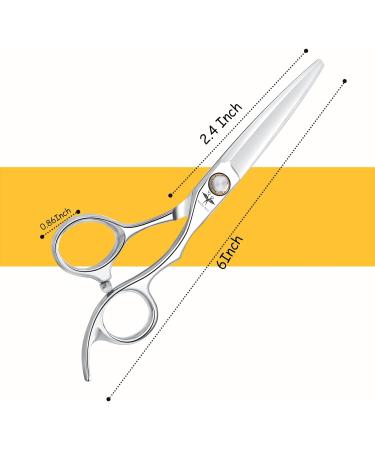 PURPLEBIRD 6 Inch Hairdressing Scissors - Professional Barber Shears with Ball Bearing Tension System - Japanese Stainless Steel - for Men, Women, and Kids - Silver Straight Design - Buy Online on GoSupps.com