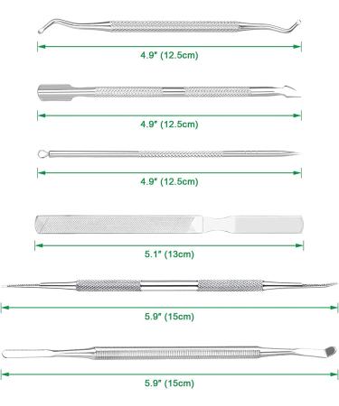6-Pack Professional Stainless Steel Ingrown Toenail File and Lifters - Surgical Grade Removal Tool Kit for Manicure and Pedicure Treatment - Under Nail Cleaner for Pain Relief and Correction - Buy Online on GoSupps.com