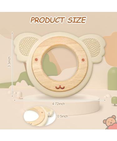 Natural Wood & Bear Silicone Bite Ring - Eco-Friendly Baby Teether Toy | BPA Free Safe Birth Gift - Buy Online on GoSupps.com