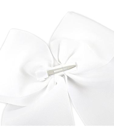AMYDECOR 7 Inch Jumbo White Hair Bow Clips for Girls and Women - Alligator Hair Accessories - Buy Online on GoSupps.com