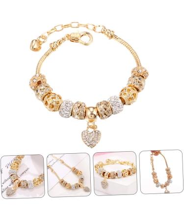 Adorainbow Heart Charm Bracelet Heart Pendant Bracelet Tennis Bracelet for Women Bracelets Beaded Stretch Bracelet Trendy Jewelry Crystal Beads Heart Decor Big Hole Beads Alloy Miss Wrist - Buy Online on GoSupps.com