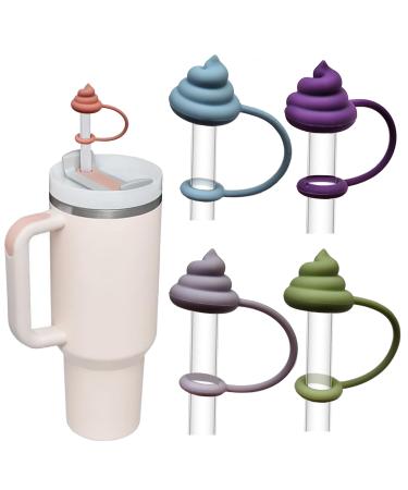 Tbecor Silicone Straw Cover Tips Compatible with Stanley Cups Dust Proof Straw Caps for 40 oz Tumbler and Water Bottles Reusable Straw Tips Lids (Prank Faeces)
