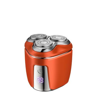 Men's electric shaver portable rechargeable electric shaver magnetic tip close at a stroke mini travel electric shaver full body bath smart razor (Cool Orange +1 blade head)