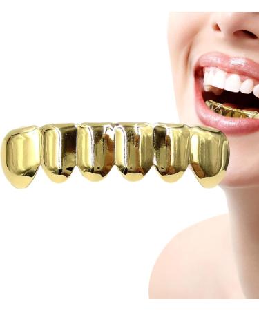 24K Gold Teeth - Gold Tooth Caps | Shining Grillz Caps For Teeth | Copper Plated Gold Tooth Caps For Cosplay Costumes Hip Hop Mouth Grills For Men And Women lower teeth - Buy Online on GoSupps.com