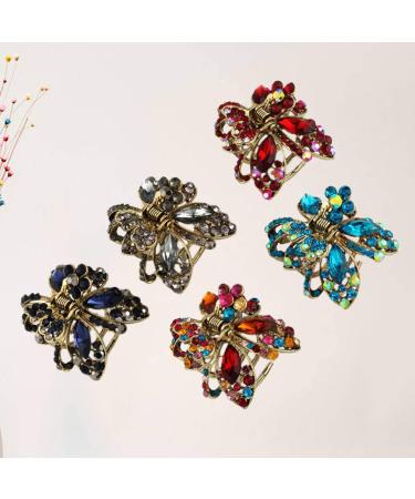 Minkissy Mini Hair Claw Clips Set - 5 Rhinestone Butterfly Metal Jaw Barrettes for Women | Stylish Hair Accessories - Buy Online on GoSupps.com