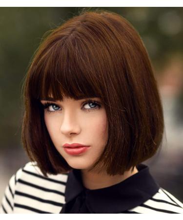 JUZIVIEE JUZIVIE short brown wigs for women 30.5 cm long bob wig with pony cute fashionable natural synthetic full wig colored wigs for daily party cosplay Halloween