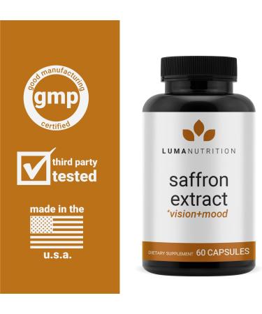 Saffron Extract Capsules - 88.50mg Pure Saffron Supplements for Mood and Eye Support - Made in USA - 60ct - Buy Online on GoSupps.com