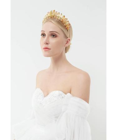 Raw Crystal Quartz Moon Goddess Crown Tiara - Amber Mermaid Wedding Headpiece - Buy Online on GoSupps.com