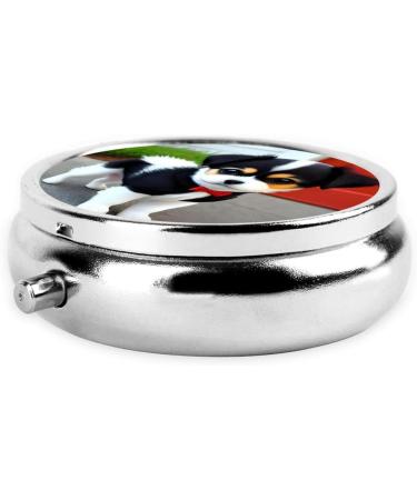 Buy Black and White Puppy Round Pill Box | 3 Compartment Portable Travel Organizer - Buy Online on GoSupps.com