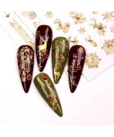 KALEFUL Christmas Nail Stickers 9 Sheets Self-Adhesive Nail Decal Snowflake Tree Elk Gold Winter Nail Art Decoration Design Supplies - Buy Online on GoSupps.com