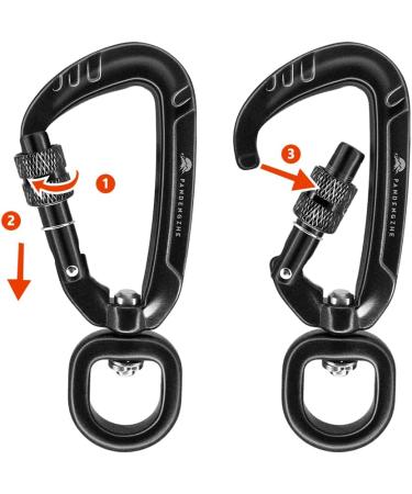 PANDENGZHE Locking Carabiner Clips 2.5 with Swivel Clasp for Pets, Camping, Hiking - 2 Pack - Buy Online on GoSupps.com