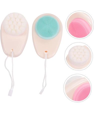 FRCOLOR Pack of 8 Double-Sided Facial Cleansing Brush Face Scrub Scrubber Silicone Facial Cleanser Handle Facial Brush Bathroom Accessories Painted - Buy Online on GoSupps.com