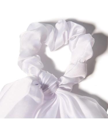 Pack of 2 White Satin Knotted Bow Hair Scrunchies for Women and Girls - Buy Online on GoSupps.com
