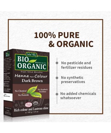 Indus Valley Bio Organic Natural Henna Hair Color - Gray Hair Coverage & Dark Brown Dye 100gm - Buy Online on GoSupps.com