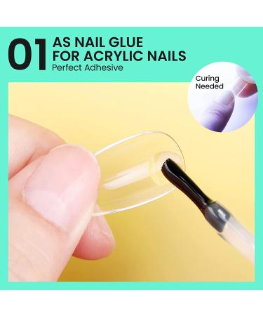 Chameleon 3PCS 15ML 2 in 1 Nail Glue and Base Gel Set for Acrylic Nails | Brush On Adhesive for False Nails, Press On Nails, and Nail Tips | UV/LED Lamp Required - Buy Online on GoSupps.com