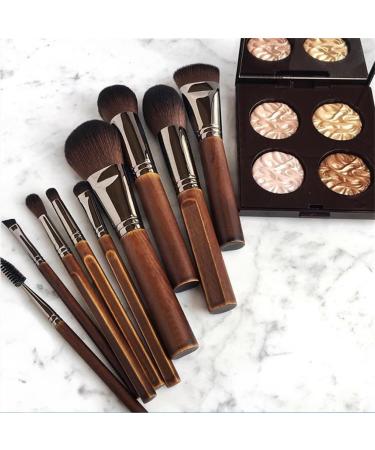9-Piece Vintage Wooden Makeup Brush Set - Premium Eyeshadow Beauty Tools | 18cm D - International Shipping Available - Buy Online on GoSupps.com