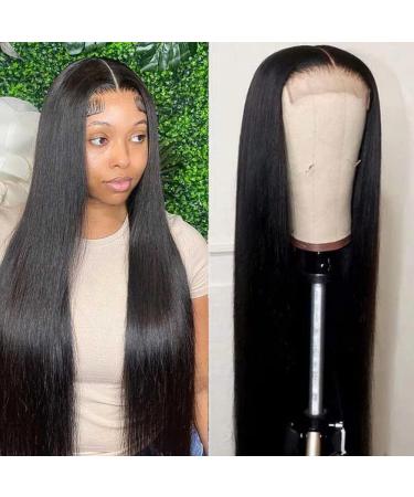 Maxine 5x5 HD Transparent Lace Front Wig Straight Wave 5x5 Lace Closure Wigs Human Hair 10a Brazilian Human Hair Wigs Pre Plucked with Baby Hair 180% Density 20 Inch 20 Inch 5x5 Wig
