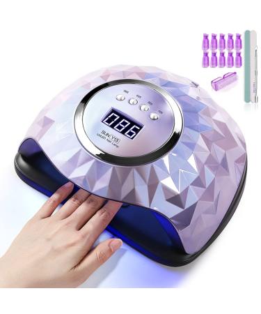 iBigLY 248W UV LED Nail Lamp with 60 Lamp Beads UV Light for Nails Gel Polish Faster Curing Lamp Nail Dryer with 4 Timers Auto Sensor Home Salon Nail Art Light Tools for Fingernail & Toenail Purple