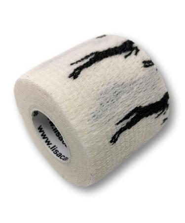 Lisacare bandage material horse - 4 rolls 5cm wide - Mullwatter roller horse for pets & equestrian - cohesive elastic - huge color & motif selection (horses white) horse white 4 -set