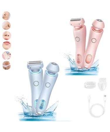 Modira Shaver Modira Mermaid Shaver SilkGlide Pro - 2024 Best Silk Glide Razor Gleam Pro 3.0 Shaver for Women Livora Electric Razor 2 in 1 Electric Shaver Razors for Women (Pink+Blue)