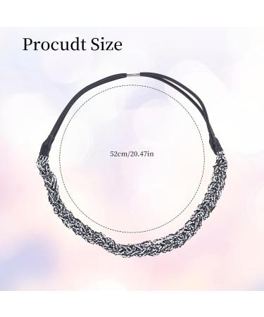 NICENEEDED Beaded Elastic Headband Black and White Bead Forehead Hairband Bohemian Hair Jewelry Head Chain Stretch Tiara Headpieces Hair Accessories for Women Wedding Party Prom - Buy Online on GoSupps.com