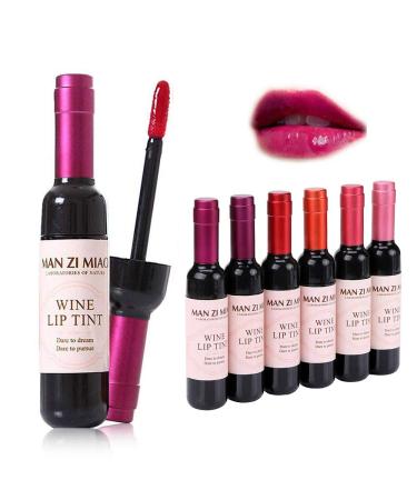 6 Colors/Set Wine Lipstick Matte Long Lasting Waterproof Lip Tint Set Lip Stick Lip Gloss Lip Stain Wine Bottle Lipstick Liquid Lipgloss, Valentine's Day Gift Kit Ideas for Girlfriends, Women, Moms