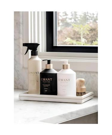 L'AVANT Collective Luxury Sink-Side Starter Bundle Includes Lucite Vanity Tray Hand & Dish Soap Hand Lotion in Reusable Glass Bottles & Bamboo Dish Scrubber Kitchen Hostess Gifts (Fresh Linen) - Buy Online on GoSupps.com