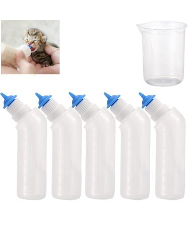 Gufastoe 5Pcs Pet Feeding Mini Silicone Nipple with Bottle for Puppy Dog Cat or Other Pets (Blue Color)