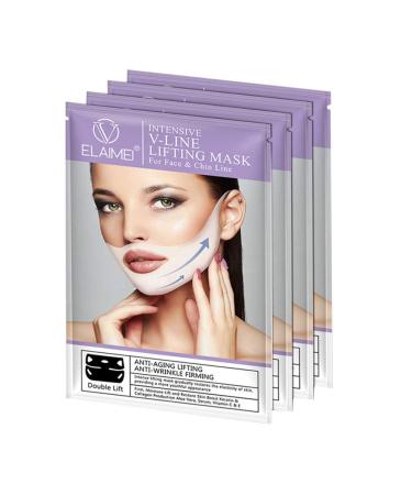 Milists 4 pieces Moisturizing Collage chin mask V line Face band V-shaped facial mask V-line lifting mask Double chin reducer V-shaped facial lifting belt slim
