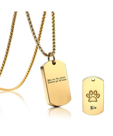 BLUE Personalized ashes urn pendant necklace with photo & text paw print memorial dog cat pet pet urn fire burial jewelry c3: gold (text + text)