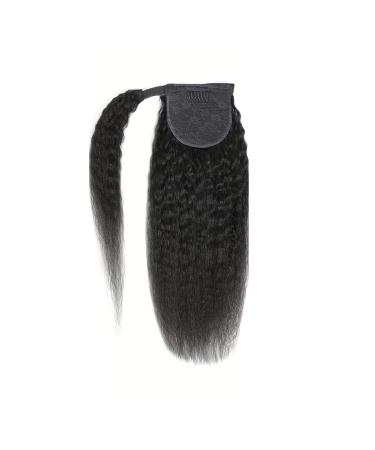 Hair Piece Kinky Straight Ponytail Human Hair Straight Ponytail Extension For Women 10-30In Magic Paste Wrap Around Ponytail Hair For Women(26inches)