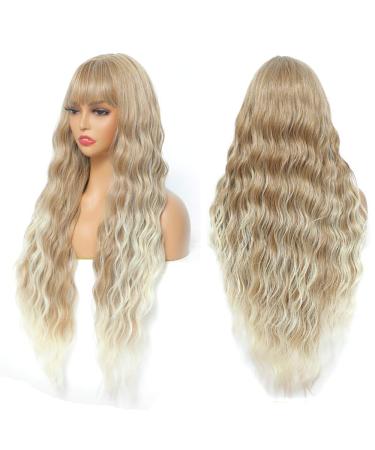 Sylhair wig blond lure 76 cm mix blonde wavy wig with pony for women artificial hair wig for daily use 30 '' t27/613