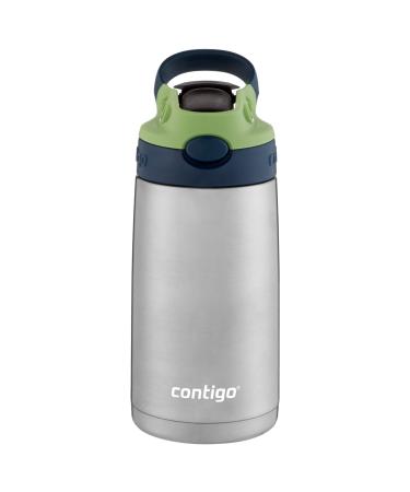 Contigo Aubrey Kids Stainless Steel Water Bottle with Spill-Proof Lid Cleanable 13oz Kids Water Bottle Keeps Drinks Cold up to 14 Hours Blueberry/Green Apple