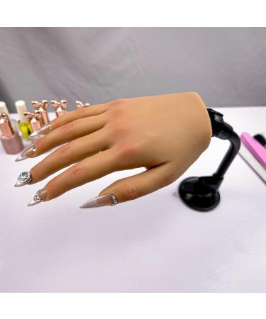 Soft Silicone Nail Practice Hand for Acrylic Nails - Flexible Fake Hand with Stand | Perfect for Nail Art - Buy Online on GoSupps.com