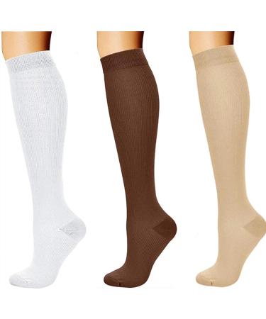 Yaxinshi 3 travel socks Support stockings Compression stockings Knee socks for women for running sports flight trip nurse cycling 35-39 multicolored