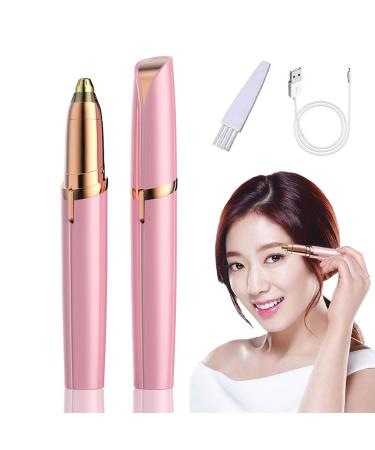 Eyebrow Hair Remover Electric Eyebrow Trimmer with LED Light PainlessPrecision Portable Eyebrow Razor for Women Face with USB Interface Rechargeable Eyebrow Epilator for Lips Nose Chin(Pink)