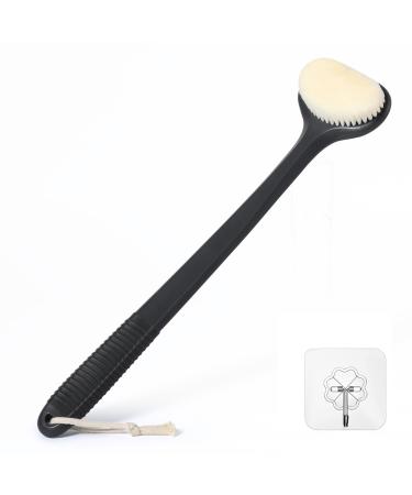 Back body scrubber brush for shower peeling shower brush for body body-bridge-foot peeling peeling with a long range and non-slip handle for men and women (43cm black) - Buy Online on GoSupps.com