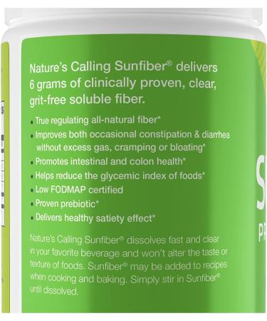 Nature's Calling All-Natural Fiber Supplement | Gentle & Non-GMO | Low-FODMAP | Sunfiber Prebiotic | 30 Servings - Buy Online on GoSupps.com