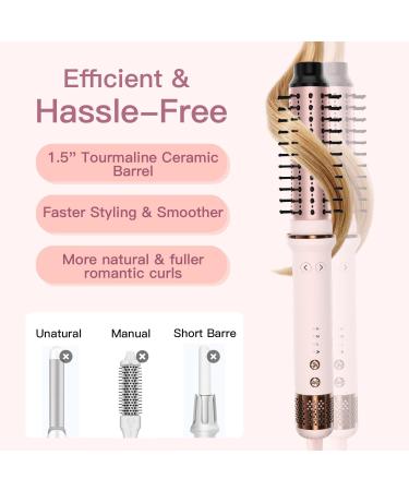 1.5 Inch Rotating Curling Iron Brush - Automatic Curling Wand for Natural Curls & Blowout Styles Dual Voltage 30S Fast Heating Perfect for Medium & Long Hair - Buy Online on GoSupps.com