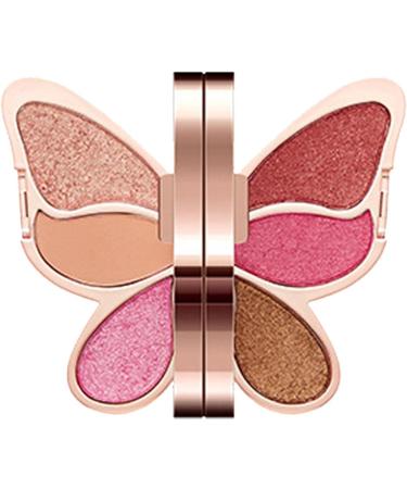 Butterfly Shape Eyeshadow Palette Matte Shimmer Glitter Ultra-Blendable Eye Shadow Pallet | Blendable Natural 6 Colors Eyeshadow Cosmetics Gift Kit Greatideal Crimson Rose Color - Buy Online on GoSupps.com