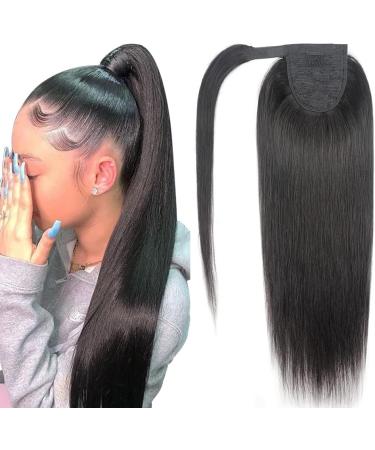 Fake Hair Bun 8-24 Inch Ponytail Real Hair Wrapping Ponytail Extensions Black Long Straight Hair Ponytail Barrette Hair Clips Bun Hair Accessories (Color : Wrap Around Size : 22inch(55cm)) 22inch(55cm) Wrap Around - Buy Online on GoSupps.com