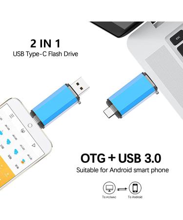 64GB USB C Flash Drive Alihelan 2 in 1 OTG Dual Type C Thumb Drive | USB 3.0 Pen Drive Memory Stick - Blue 64GB - Buy Online on GoSupps.com