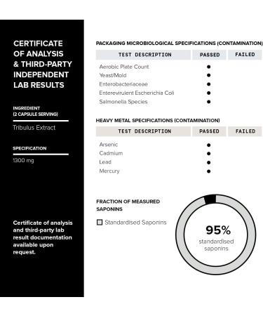 Ultra High Strength Tribulus Terrestris Extract - 1300mg Concentrated Formula - Natural Testosterone Supplement for Men & Women - 95% Steroidal Saponins - Tribulus Powder - Buy Online on GoSupps.com