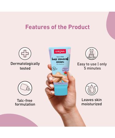 Sirona Hair Removal Cream for Women - 1.69 Fl Oz | No Talc & Harmful Chemicals | Ideal for Bikini, Underarm & Legs | Dermatologically Tested - Buy Online on GoSupps.com