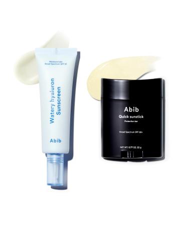 Abib Quick&Watery Sun Care Duo : Quick Suntick&Watery Hyaluron Sunscreen - Korean Suncreen Suncare Sunblock No White cast Reef Safe Hyaluronic Acid