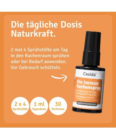  Casida Casida Bio Immun Throat Spray with Propolis Manuka Honey Rockrose and Vitamin C spray with real Manuka honey natural and organic 30 ml - Buy Online on GoSupps.com