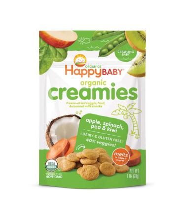 Happy Family Organics Organic Creamies Freeze-Dried Veggie Fruit & Coconut Milk Snacks Apple Spinach Pea & Kiwi 1 oz (28 g)