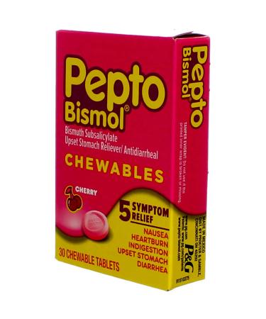 Pepto-Bismol Cherry Chewable Tablets - 30ct | Digestive Relief for 5 Symptoms - Buy Online on GoSupps.com